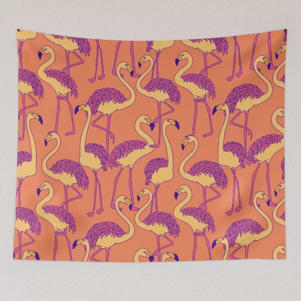 Artikelvorschau, Orangefarbene Flamingos entworfen und verkauft von TotallyRetroArt.
