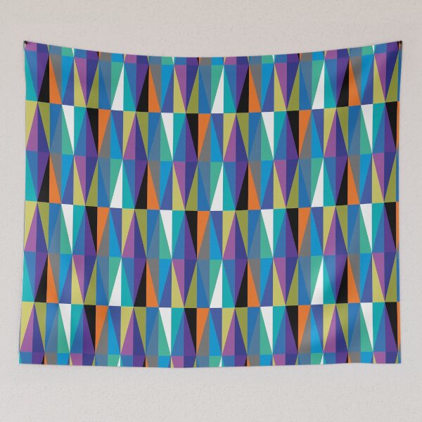 Item preview, Colourful Geometric Diamonds Pattern No.2 Blue, Orange, Black designed and sold by QuestingPixel.