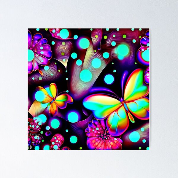 Item preview, Butterflies, polka dots, flowers, neon designed and sold by Printforluck.
