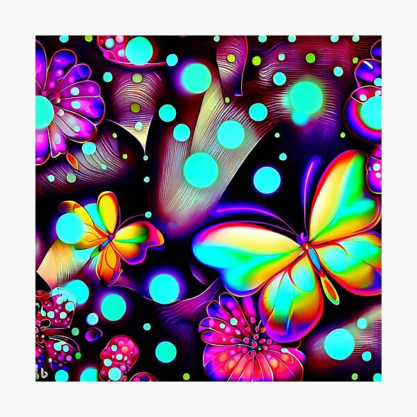 Item preview, Butterflies, polka dots, flowers, neon designed and sold by Printforluck.