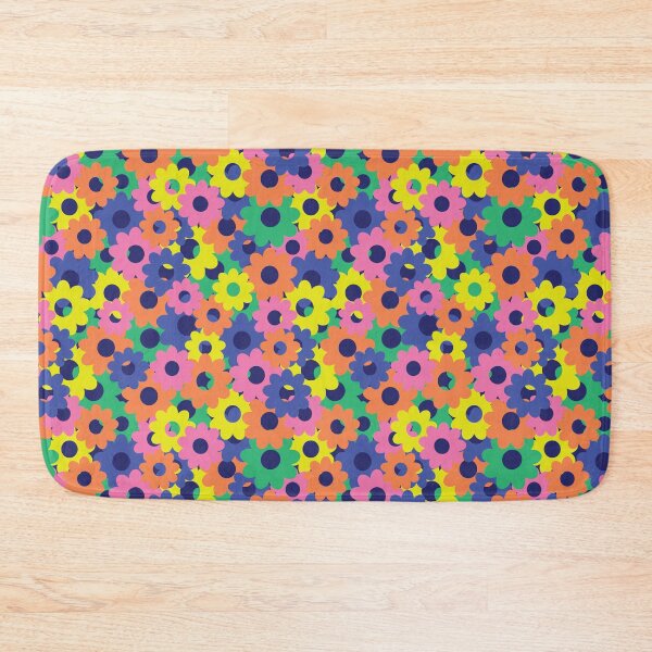 Item preview, Teeming With Flowers Pattern On Dark Blue In Pink, Green, Orange, Yellow designed and sold by QuestingPixel.