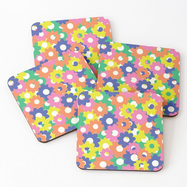 Item preview, Teeming With Flowers Pattern On White In Pink, Green, Orange, Yellow designed and sold by QuestingPixel.