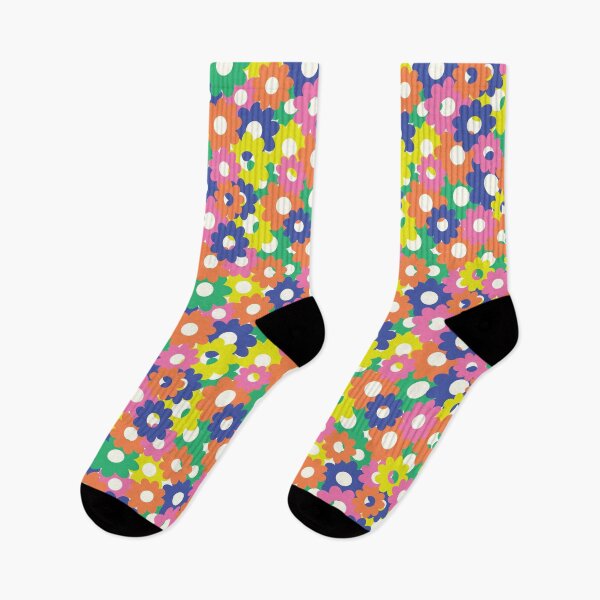 Item preview, Teeming With Flowers Pattern On White In Pink, Green, Orange, Yellow designed and sold by QuestingPixel.
