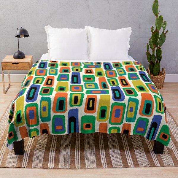 Item preview, Mid-century Modern Multi-coloured Lozenge Pattern No.2 On Cream, Orange, Blue designed and sold by QuestingPixel.