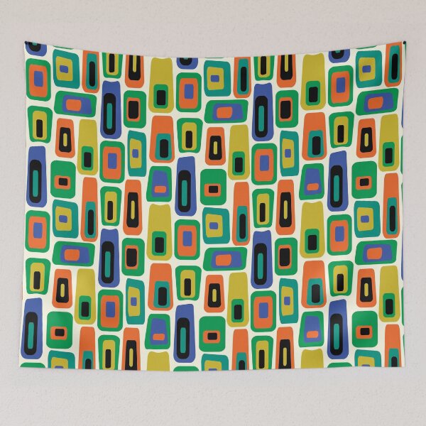 Item preview, Mid-century Modern Multi-coloured Lozenge Pattern No.2 On Cream, Orange, Blue designed and sold by QuestingPixel.
