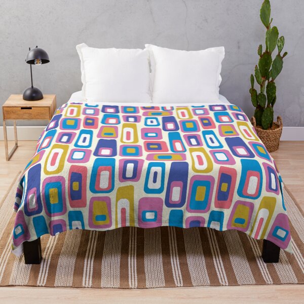 Item preview, Mid-century Modern Multi-coloured Lozenge Pattern No.2 On Cream, Pink, Blue designed and sold by QuestingPixel.