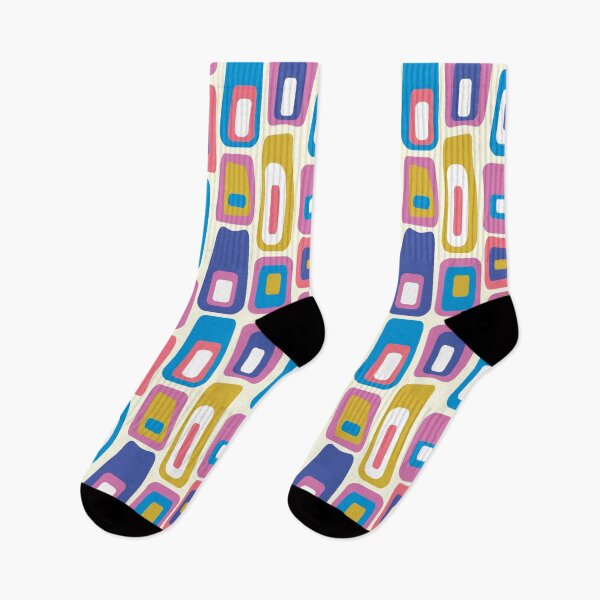 Item preview, Mid-century Modern Multi-coloured Lozenge Pattern No.2 On Cream, Pink, Blue designed and sold by QuestingPixel.