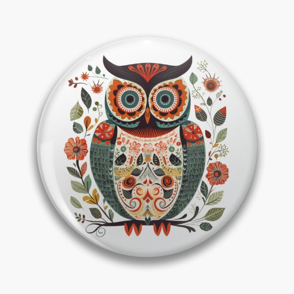 Item preview, Folk art owl designed and sold by Hilary Thwaites.