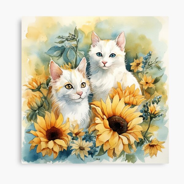 Lienzos: Gatos Y Girasoles | Redbubble