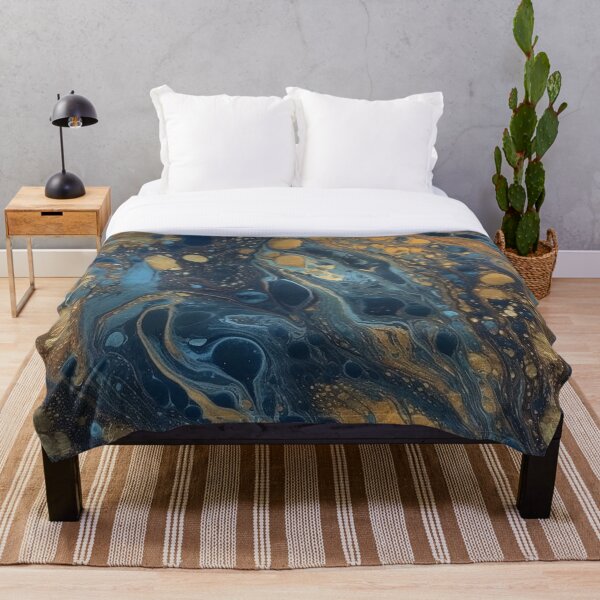 Item preview, Blue and Gold Acrylic Pour designed and sold by IntrepidPanda.