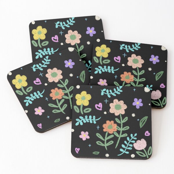 Item preview, Flower pattern black background designed and sold by Hana-W.