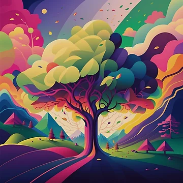 Artwork thumbnail, Psychedelic tree by InkishDelight