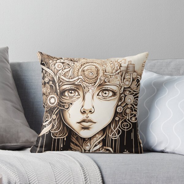 Aperçu de l'œuvre Femme cyborg rétro en N&B créée et vendue par ConnerCreations.