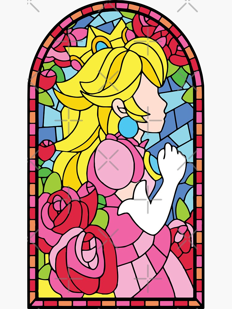 Discover Princess Peach Stained Glass Window Sticker