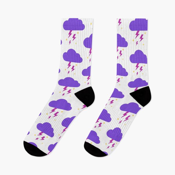 Item preview, Purple and pink rain storm cloud lightning bolts designed and sold by CoralCactusArt.