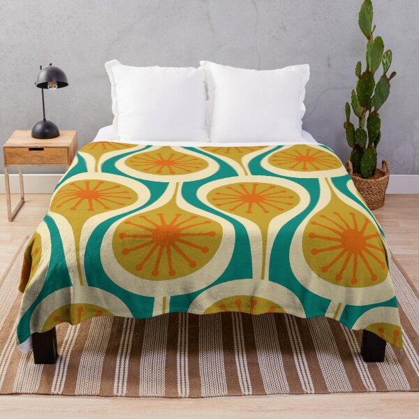Item preview, Mid Century Modern Atomic Drops Retro Pattern Teal Goldenrod Orange Cream designed and sold by kierkegaard.