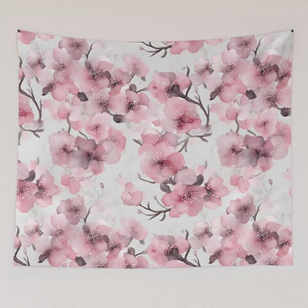 Item preview, Cheerful Watercolor Dark Pink Cherry Blossom Flowers Floral Patterns designed and sold by Wonder Of Light.