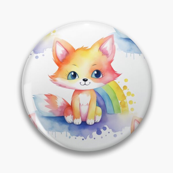 Item preview, Happy Magical Kawaii Cute Rainbow Fox Bright Colors Positive Vibes designed and sold by ClairesPatterns.
