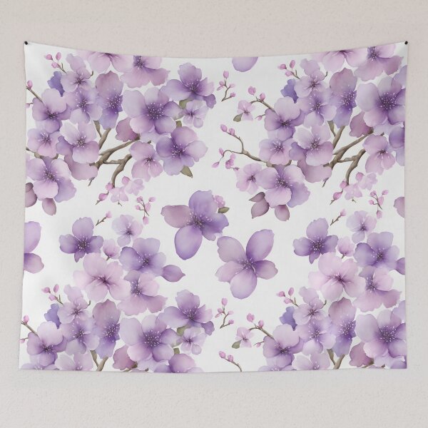 Item preview, Cheerful Watercolor Light Purple Cherry Blossom Flowers Floral Patterns designed and sold by Wonder Of Light.