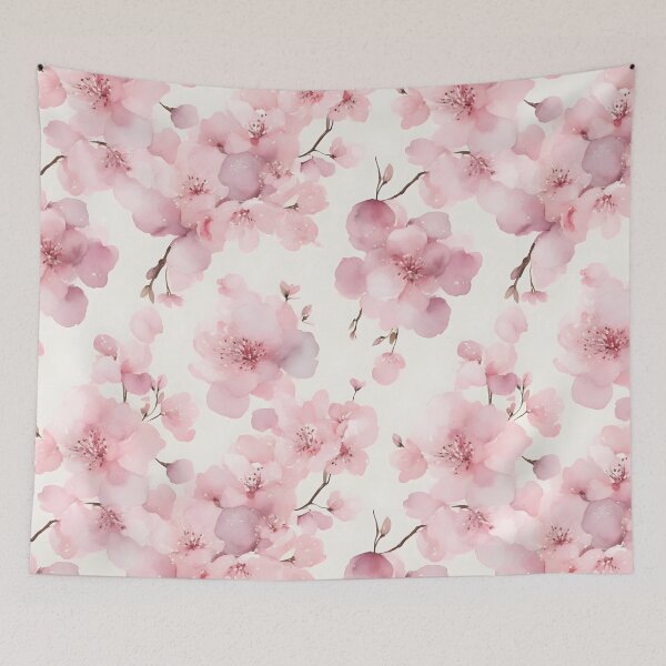 Item preview, Cheerful Watercolor Pink Cherry Blossom Flowers Floral Patterns designed and sold by Wonder Of Light.