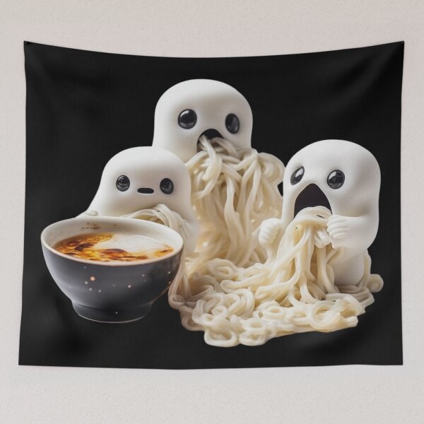 Item preview, Adorable Ghosts Eating Ramen Noodles designed and sold by TVBArchive.