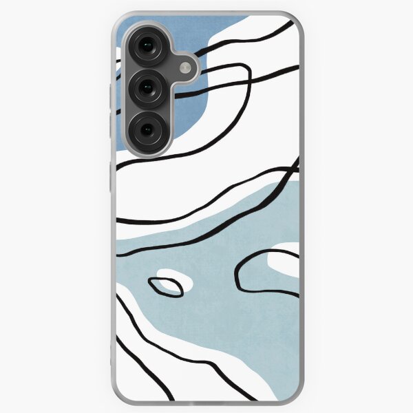 Item preview, Abstract blue line art leaf pattern designed and sold by Miss-Belle.