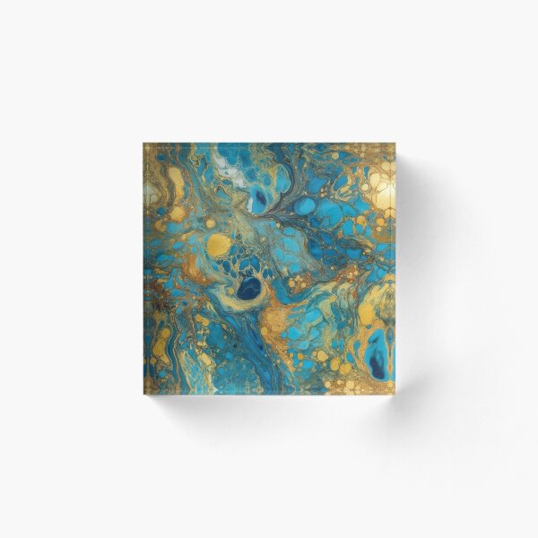 Item preview, Teal and Gold Acrylic Pour designed and sold by IntrepidPanda.