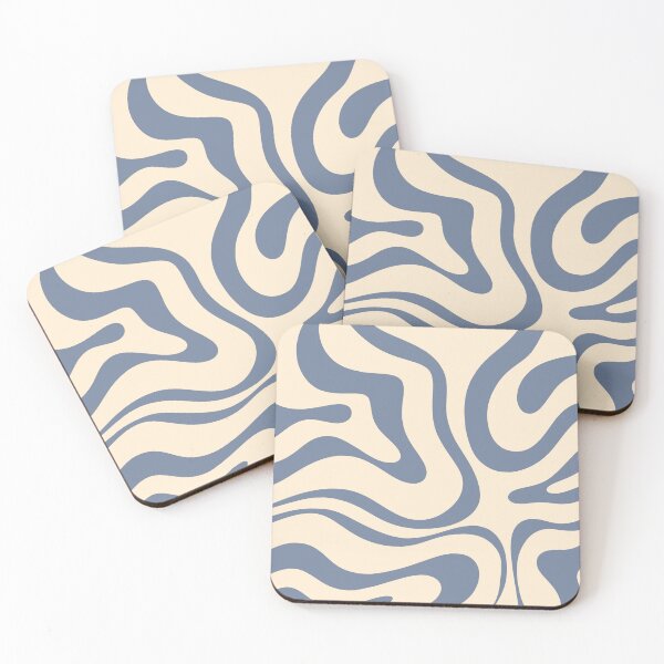 Item preview, Modern Retro Liquid Swirl Abstract Pattern in Stone Blue and Cream designed and sold by kierkegaard.