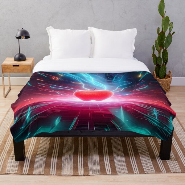 Aperçu de l'œuvre Apple Synthwave Néon Électrique créée et vendue par Ink Art Design.