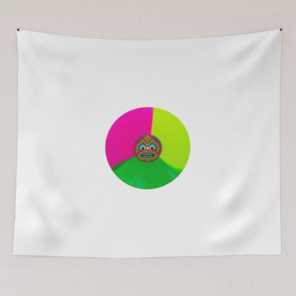 Item preview, Hot Pink/Lime Green/Dark Green Split Vinyl Record Sticker Button Shirt designed and sold by MADI DESTROY.