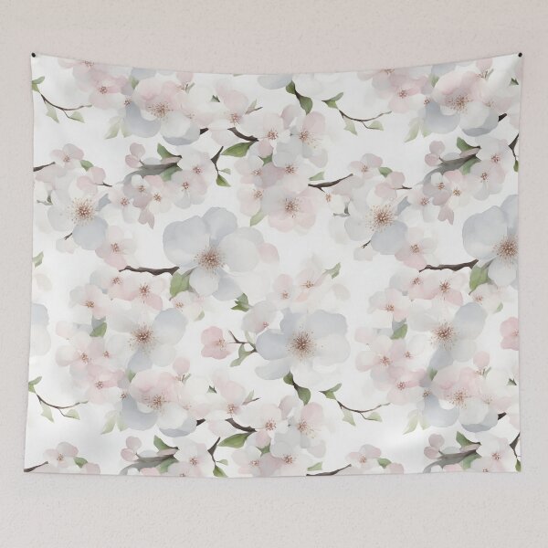 Item preview, Cheerful Watercolor White Cherry Blossom Flowers Floral Patterns designed and sold by Wonder Of Light.