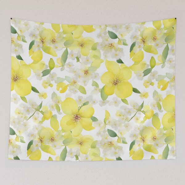 Item preview, Cheerful Watercolor Yellow Cherry Blossom Flowers Floral Patterns designed and sold by Wonder Of Light.