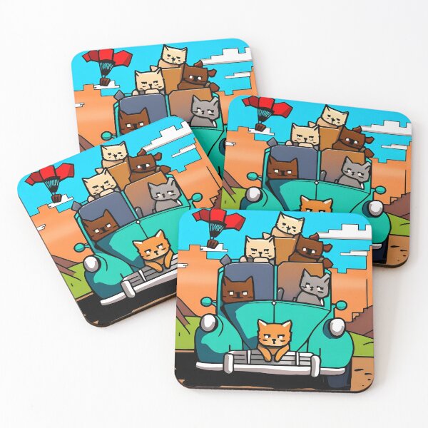 Item preview, Cartoon Illustration of Cute Cats Driving a Car on the Road designed and sold by LooperSDart.