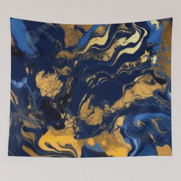 Item preview, Royal Blue and Gold Accented Marble Patter designed and sold by lizethurdiales.