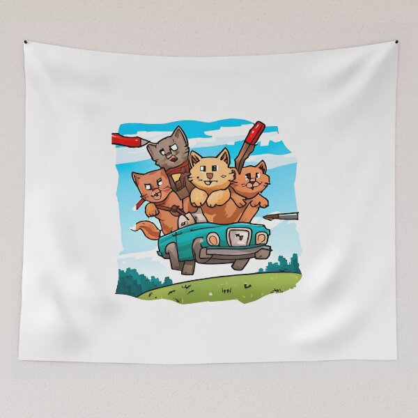 Item preview, Cartoon illustration of a group of cats riding an old car. designed and sold by LooperSDart.