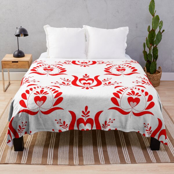 Item preview, Kalocsai folk art red flower pattern designed and sold by Kormix.