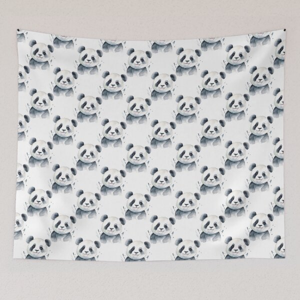 Item preview, Patrón Lindo Panda Kawaii Tonos Azules y Verdes designed and sold by ClairesPatterns.