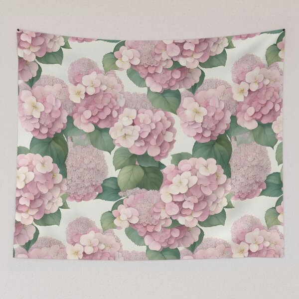 Item preview, Cheerful Watercolor Pink Hydrangeas Flowers Floral Patterns designed and sold by Wonder Of Light.