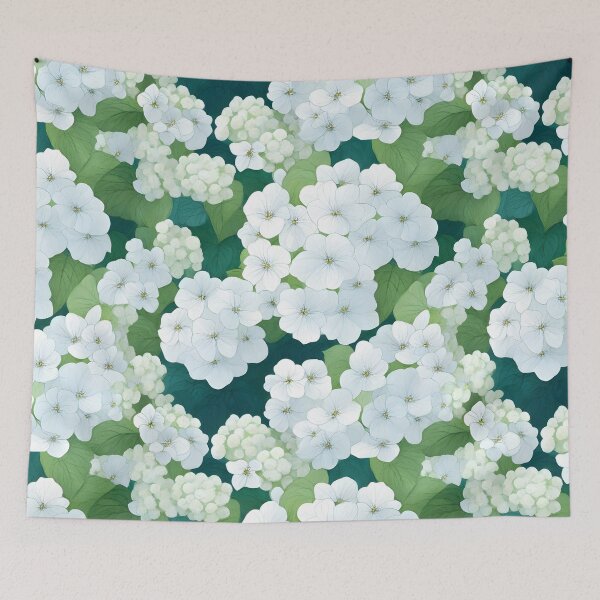 Item preview, Cheerful Watercolor White Hydrangeas Flowers Floral Patterns designed and sold by Wonder Of Light.