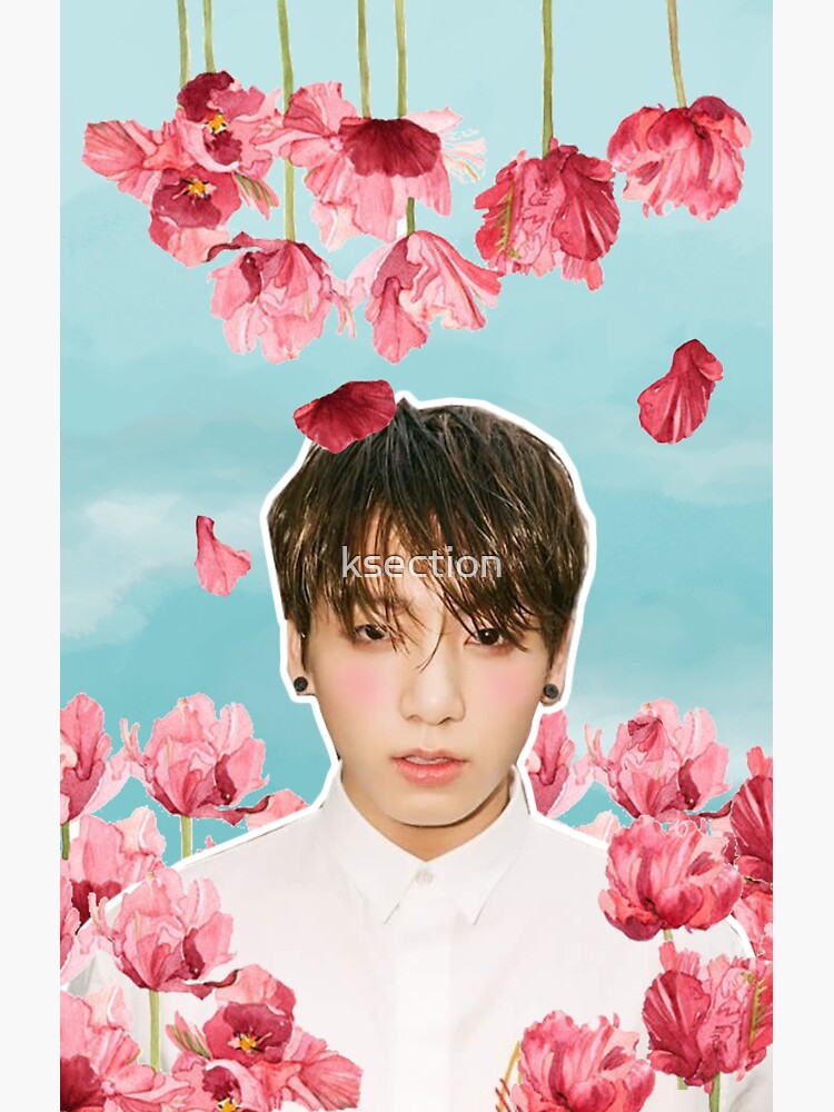 "BTS Jungkook Pastel Flowers v2" Sticker for Sale by ksection Redbubble