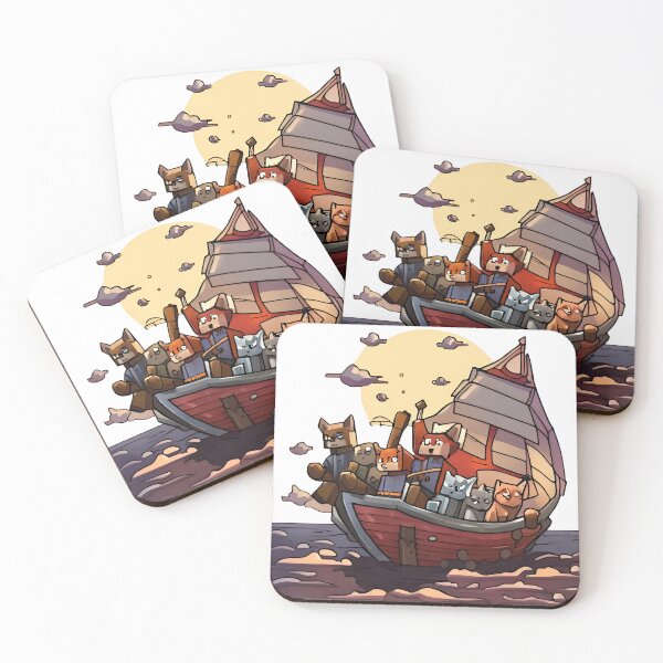Item preview, Cartoon illustration of a pirate ship with a group of cats. designed and sold by LooperSDart.
