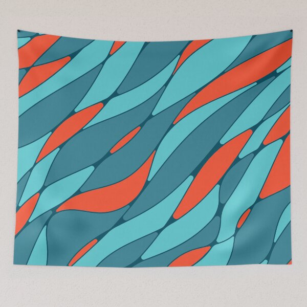 Item preview, Abstract wavy lines • Turquoise red designed and sold by boozkova-vorona.