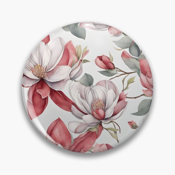 Item preview, Cheerful Watercolor Red Magnolias Flowers Floral Patterns designed and sold by Wonder Of Light.