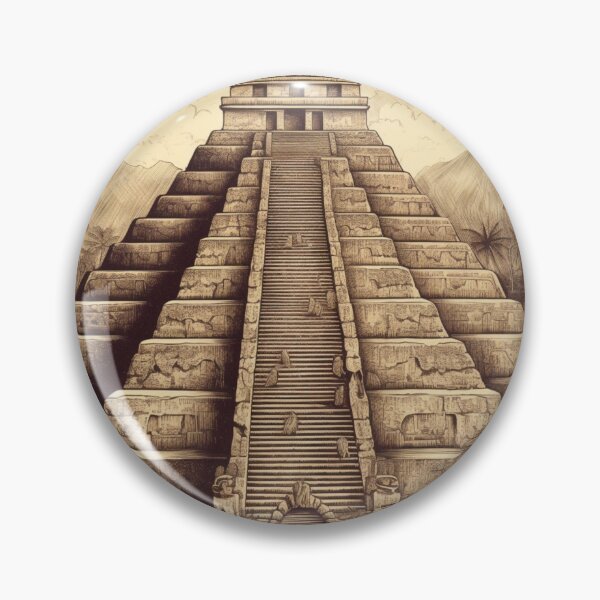 Item preview, Aztec Pyramid Temple, Vintage Retro Illustration  designed and sold by tonyram4219.