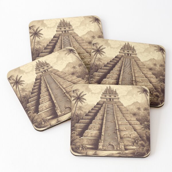 Item preview, Aztec Pyramid Temple, Vintage Retro Illustration  designed and sold by tonyram4219.