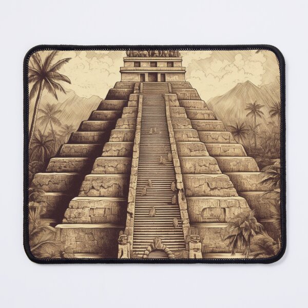 Item preview, Aztec Pyramid Temple, Vintage Retro Illustration  designed and sold by tonyram4219.