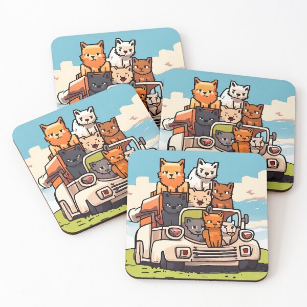 Item preview, Cartoon illustration of a group of cats traveling on a truck. designed and sold by LooperSDart.