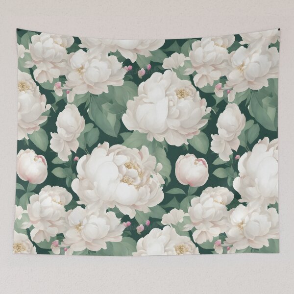 Item preview, Cheerful Watercolor White Peonies Flowers Floral Patterns designed and sold by Wonder Of Light.