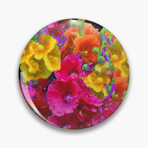 Item preview, HOLLYHOCKS  SUMMER GARDEN FLORAL BLACK PATTERN ART designed and sold by sharlesart.