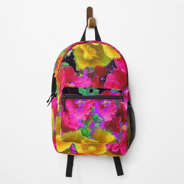 Item preview, HOLLYHOCKS SUMMER GARDEN FLORAL BLACK PATTERN ART designed and sold by sharlesart.